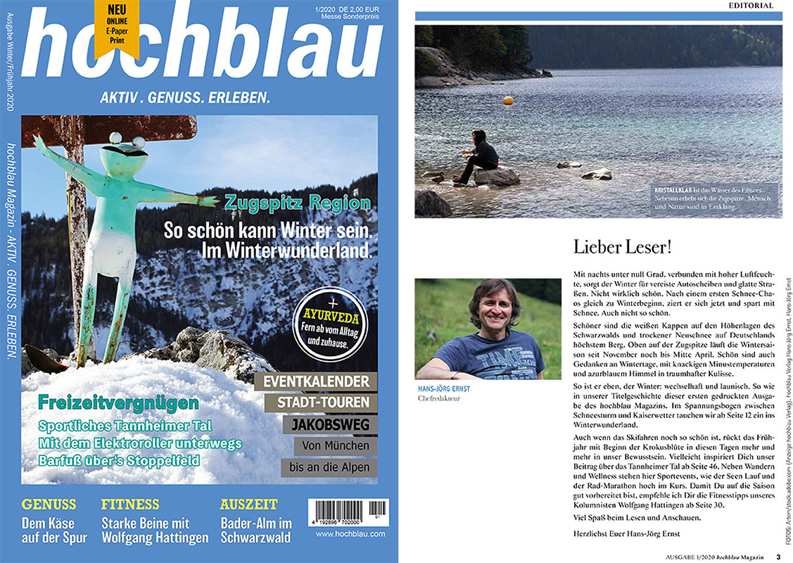 Schau mal rein in's hochblau Magazin. Und entdecke unsere Themen in der Messe Ausgabe 1/2020.