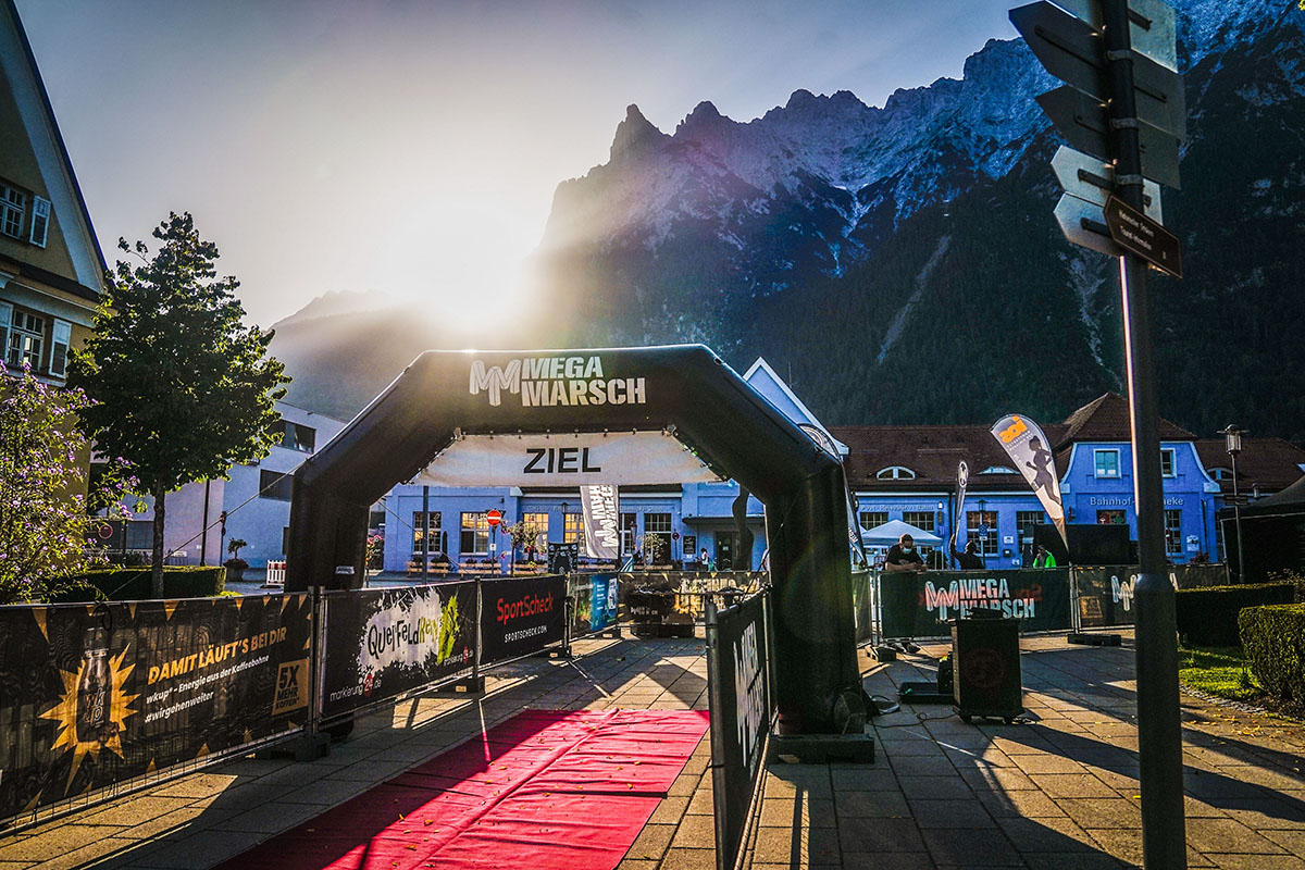 Das Ziel in Mittenwald beim Megamarsch München